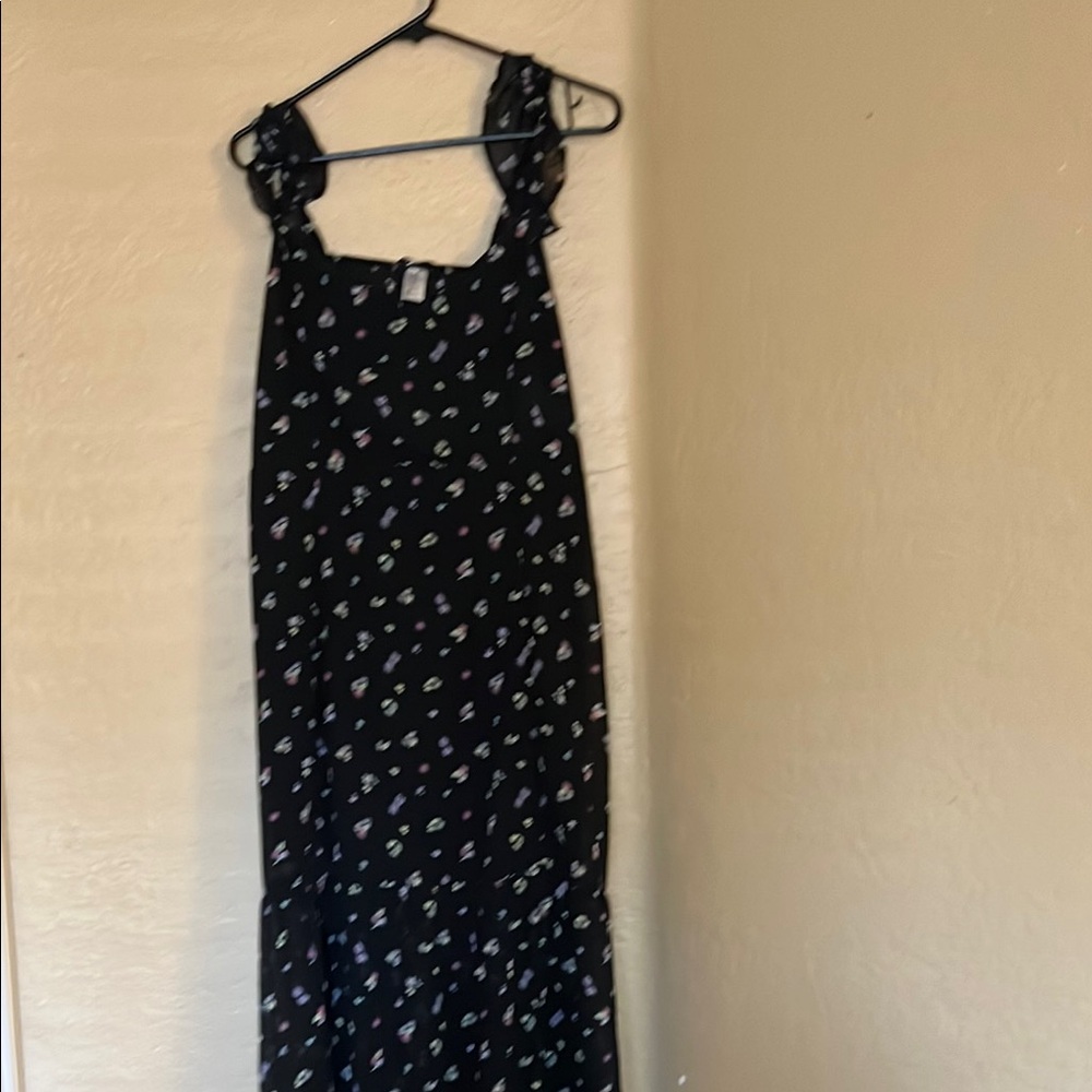 Divided Black Floral Dress